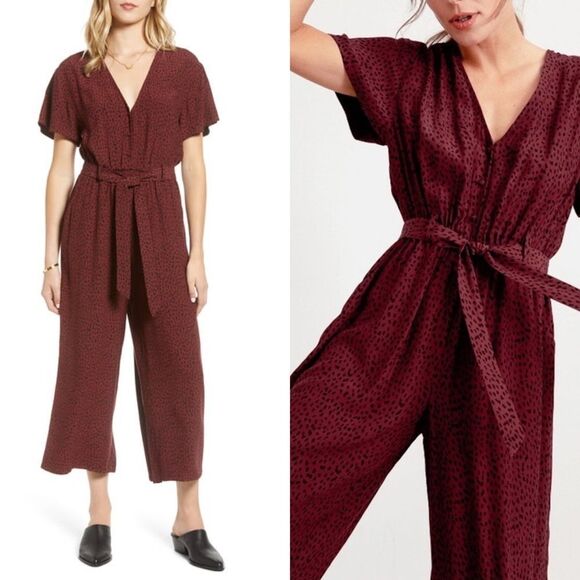 Rails polka dot cheetah‎ print jet rust jumpsuit XS - Picture 1 of 8